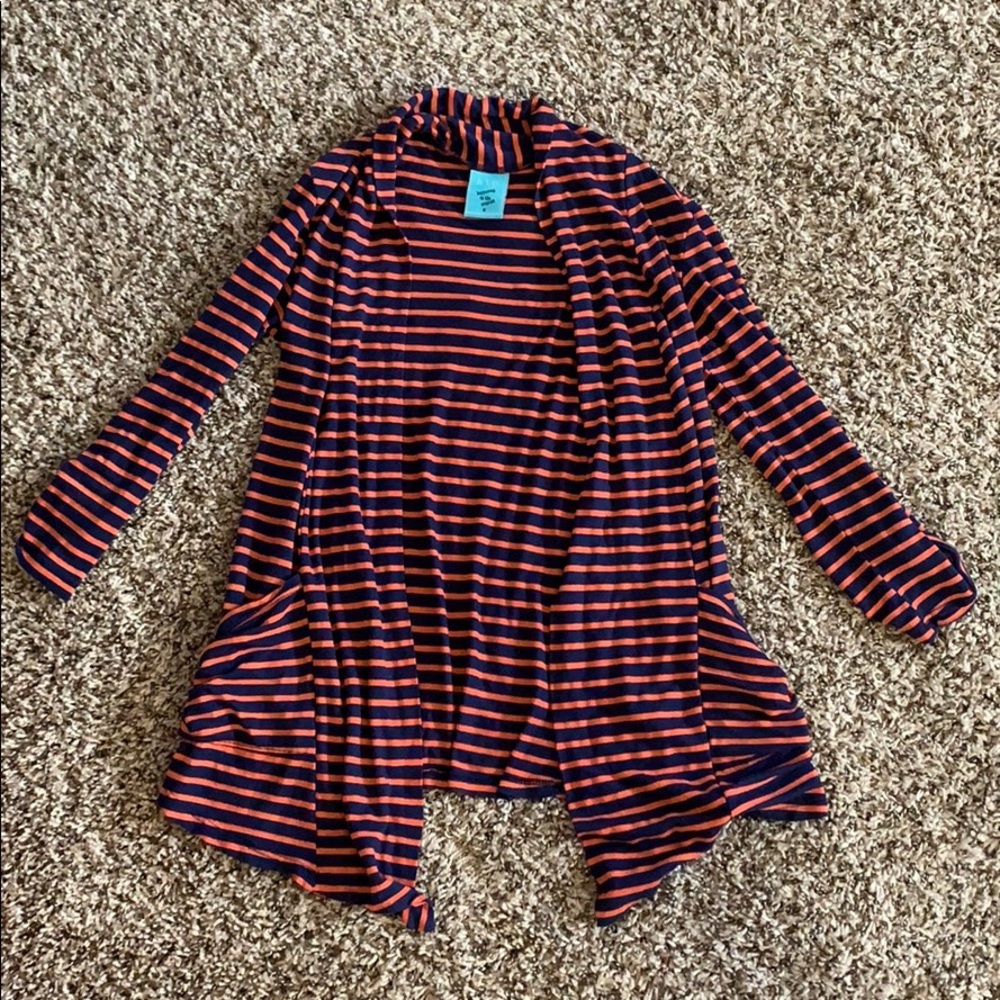 Blue & orange striped cardigan